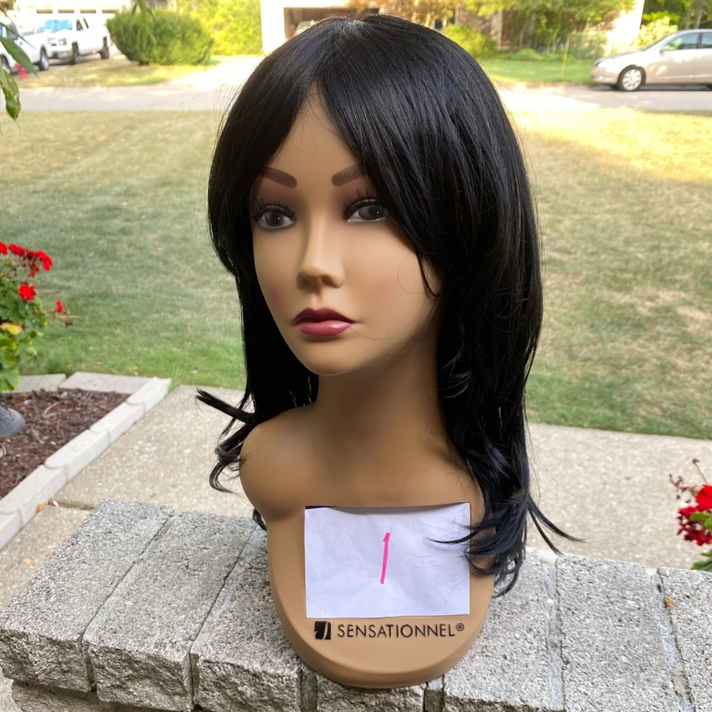 New black layered Wig style hair